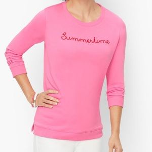 TALBOTS SUMMERTIME EMBROIDERED CREWNECK SWEATSHIRT